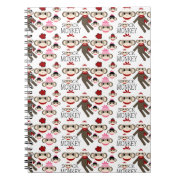 Cute Red and Pink Sock Monkeys Collage Pattern Journal