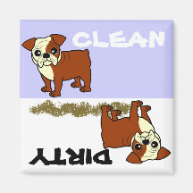 Cute Red and White Coat Bulldog Cartoon Refrigerator Magnets