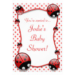 Cute Red And White Ladybug Baby Shower Invitation
