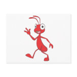Cute Red Ant Walking Waving Hand Hi Hello Postcard
