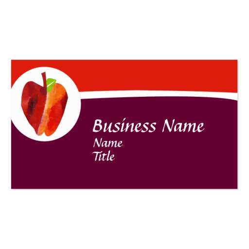 Cute Red Apple 4 Teacher Business Card (front side)