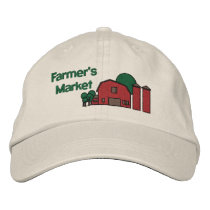 Cute Red Barn & Farm Yard Design embroidered hats