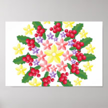 Cute Red Berry Garland Pattern Poster