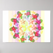 Cute Red Berry Garland Pattern Posters