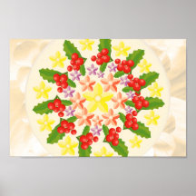 Cute Red Berry Garland Pattern Posters