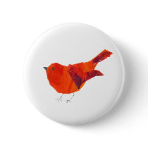Cute Red Bird Pinback Buttons