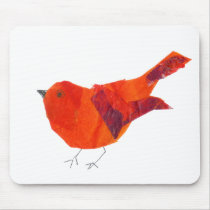 Cute Red Bird Mouse Pad