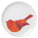Cute Red Bird Plates