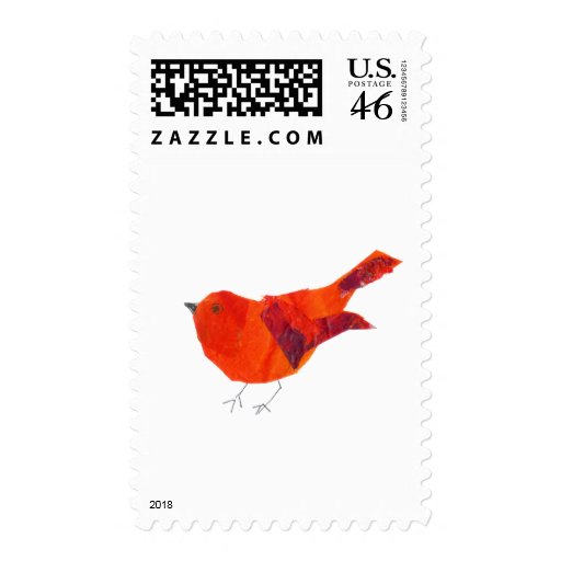 Cute Red Bird Stamps