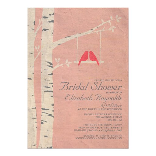 Cute Red Birds Bridal Shower Invitations