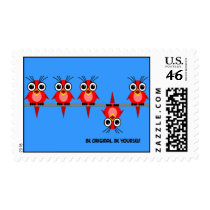 cute red birds postage stamp