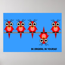 cute red birds poster