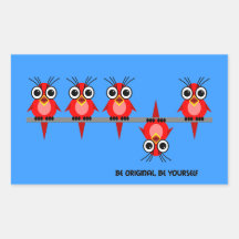 cute red birds rectangle sticker