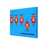 cute red birds stretched canvas print