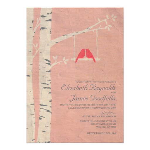 Cute Red Birds Wedding Invitations