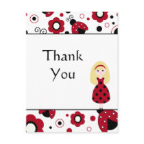 Cute red black lady bugs thank you postcard