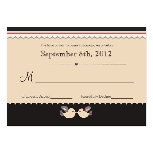 Cute Red & Black Love Birds RSVP Cards Business Cards (front side)