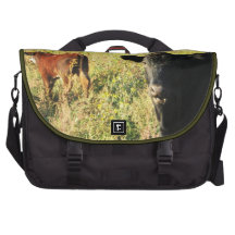 Cute Red Calf & Black Calves Cows Herd Western Laptop Bag