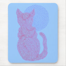 Cute Red Cat And The Moon Mouse Pad