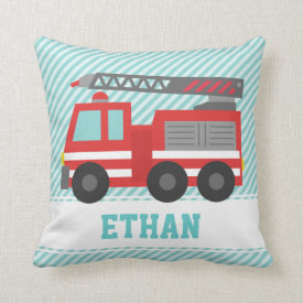 Cute Red Fire Truck for Boys Bedroom Pillows
