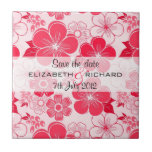 Cute red flowers Save the date Tile tiles