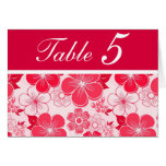 Cute red flowers Table Number Card cards