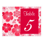 Cute red flowers Table Number Postcard postcards