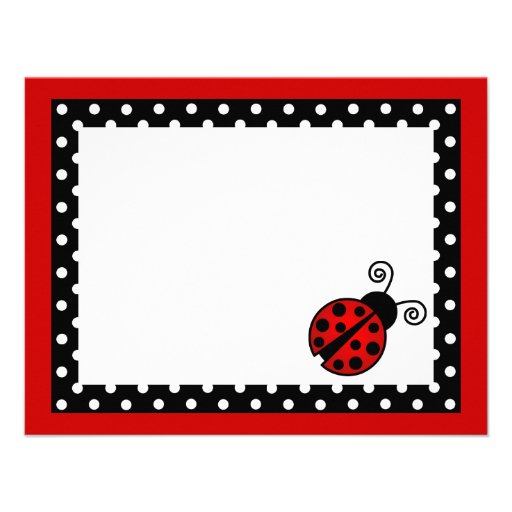 Cute Red Ladybug Flat Thank You Note Cards Personalized Invite