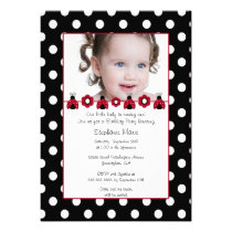 Cute red ladybug photo birthday party invitation