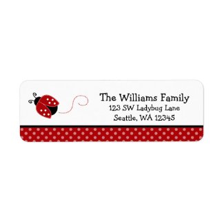 Cute Red Ladybug Polka Dot Return Address Label label