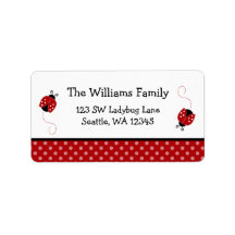 Cute Red Ladybug Polka Dot Return Address Label