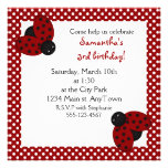 Cute Red Ladybugs Birthday Invite