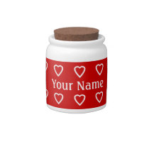 Cute Red Love Hearts Monogram or name candy jar candy jars