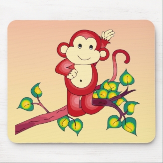 Cute Red Monkey Animal Mousepad