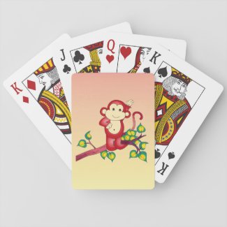 Cute Red Monkey Animal Playing Cards