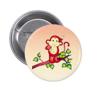 Cute Red Monkey Button