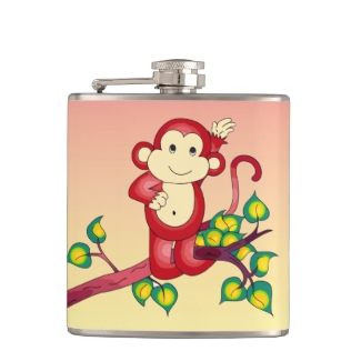 Cute Red Monkey with Orange and Yellow Flask