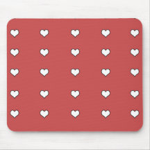 cute red mouse pad with white hearts