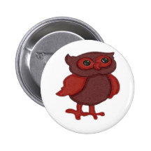 Cute Red Owl Button