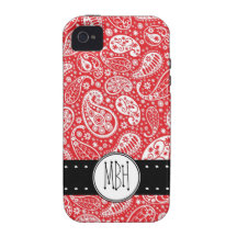 Cute Red Paisley with Personalization Case-Mate iPhone 4 Covers