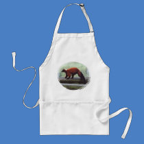 Cute Red-Ruffed Lemur Red Fur White Neck Aprons