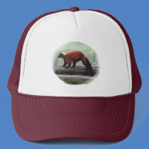Cute Red-Ruffed Lemur Red Fur White Neck Trucker Hat