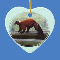 Cute Red-Ruffed Lemur Red Fur White Neck Christmas Ornaments