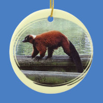 Cute Red-Ruffed Lemur Red Fur White Neck Ornaments