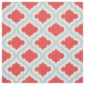 Cute red turquoise ikat Moroccan pattern Fabric