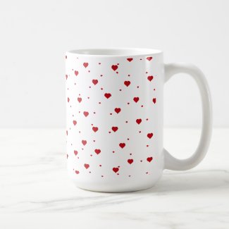 Cute Red Valentines Hearts Pattern Classic White Coffee Mug