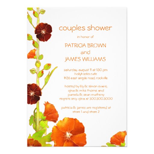 Cute Red + White Floral Couples Shower Invitations