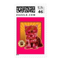 Cute Red Yorkie Puppy Dog - Yorkshire Terrier postage