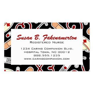 Cute Black Border Registered Nurse / Caregiver Business Card
