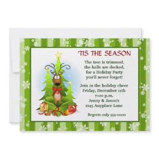 Cute Reindeer Christmas Party Invitation
